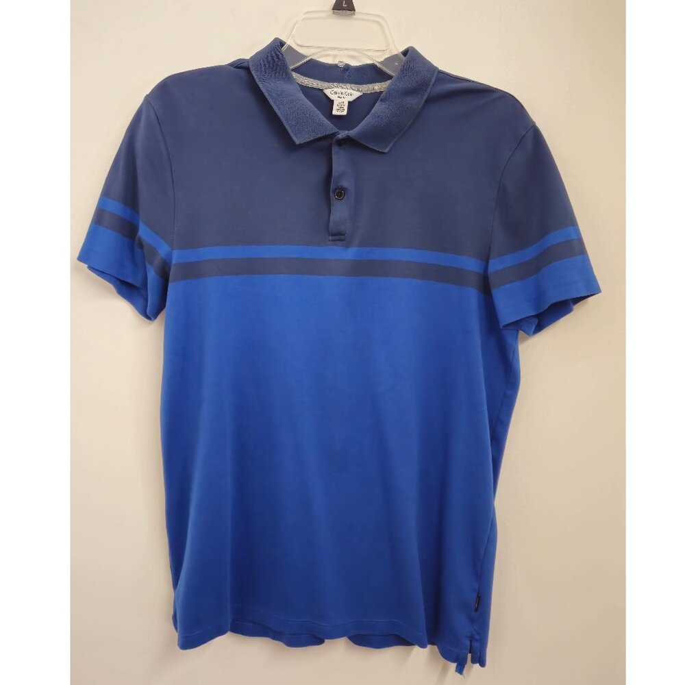 Calvin Klein Slim Fit Short Sleeve Polo- Size L, blue